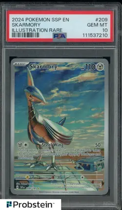 2024 Pokemon SSP EN Illustration Rare #209 Skarmory PSA 10 GEM MINT - Image 1