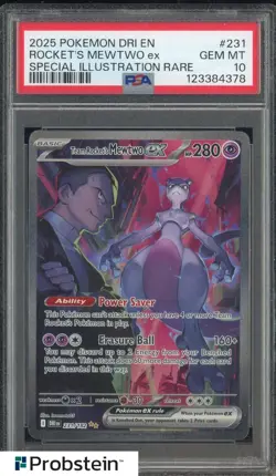 2025 Pokemon DRI EN Destined Rivals SIR #231 Rocket's Mewtwo Ex PSA 10 GEM MINT - Image 1