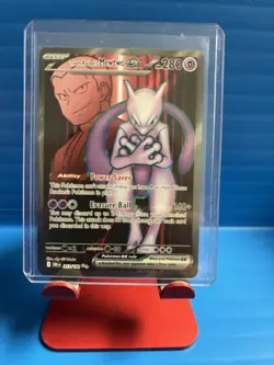 Team Rocket's Mewtwo ex 213/182 Ultra Rare Destined Rivals Pokemon Holo LP - Image 1