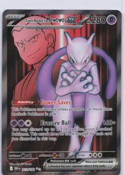 Team Rocket's Mewtwo ex 213/182 Ultra Rare Destined Rivals Pokemon Holo NM - Image 1