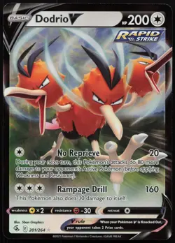 Dodrio V 201/264 Holo V Rare Fusion Strike Pokemon NM - Image 1
