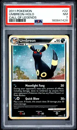 2011 POKEMON CALL OF LEGENDS #22 UMBREON-HOLO PSA 7 - Image 1