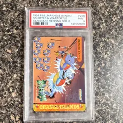 1999 Pokemon Japanese Bandai Carddass Anime Part 8 Squirtle & Wartortle PSA 9 - Image 1