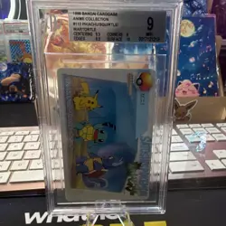 Bandai 1998 Pokemon Carddass Anime Collection #112 Pikachu Squirtle BGS 9 - Image 1