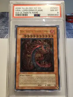 Yu-Gi-Oh! TCG Uria, Lord of Searing Flames SOI-EN001 1st Edition PSA 8 - Image 1