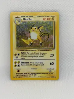 Pokemon Raichu 14/102 Holo Rare Base Set WOTC 1999 Vintage Pokemon Card LP/LP+ - Image 1