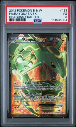 2012 POKEMON BLACK & WHITE DRAGONS EXALTED #123 FULL ART/RAYQUAZA EX PSA 3 - Image 1