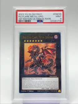 RED-EYES FLARE METAL DRAGON 2023 YU-GI-OH 25TH 1ST ULTIMATE RARE PSA 9 Q3423 - Image 1