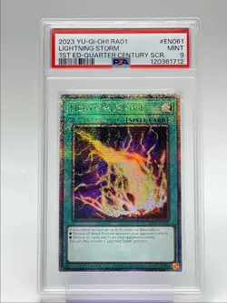 LIGHTNING STORM 2023 YU-GI-OH! 25TH RARITY 1ST SUPER RARE PSA 9 Q3423 - Image 1
