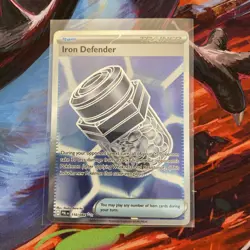 Iron Defender 110/084 Trainer Card Ultra Rare Pokemon Pitch Black NM English - Image 1