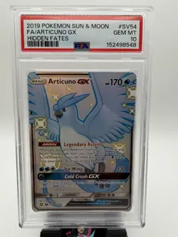 2019 Pokemon Sun & Moon Hidden Fates - #SV54 Articuno Full Art GX Holo - PSA 10 - Image 2