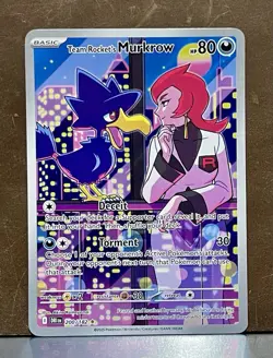 Team Rocket's Murkrow 200/182 Illustration Rare Destined Rivals Pokemon Holo NM - Image 1