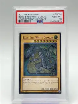 BLUE-EYES WHITE DRAGON 2017 YU-GI-OH! YSKR REPRINT ULTRA RARE PSA 10 Q3423 - Image 1
