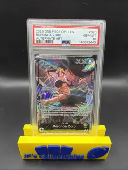 2025 ONE PIECE OP12-LEGACY OF THE MASTER ALTERNATE ART #020 RORONOA ZORO PSA 10 - Image 1