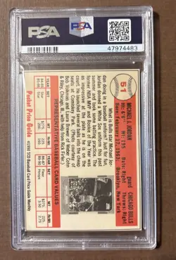 1990 SCD Baseball #51 Michael Jordan Hand-Cut Pocket Price Guide PSA 8 NM-MT - Image 2