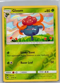 Gloom 5/147 Reverse Holo SM - Burning Shadows - Pokemon Card - NM - Image 1