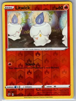 Litwick 031/192 Reverse Holo SWSH02: Rebel Clash - Pokemon Card - NM - Image 1