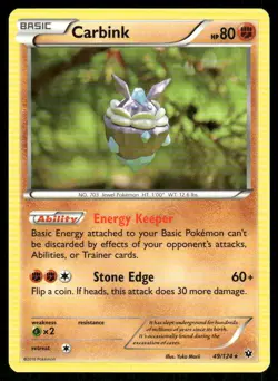 Pokemon Carbink Fates Collide 49/124 R NM/M Yuka Morii - Image 1