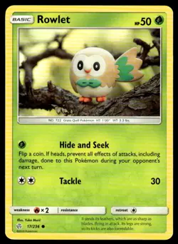 POKEMON ROWLET COSMIC ECLIPSE 17/236 C NM/M Yuka Morii - Image 1