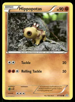 Pokemon Hippopotas Primal Clash 87/160 C NM/M Yuka Morii - Image 1