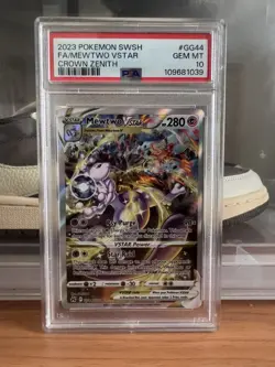 PSA 10 2023 Pokemon TCG Crown Zenith Mewtwo VSTAR GG44 Full Art Foil EN - Image 1