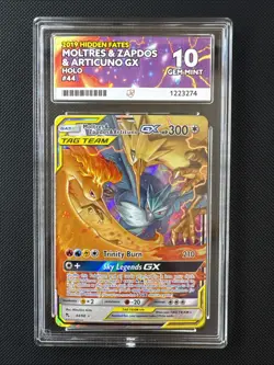 Moltres & Zapdos & Articuno GX 44/68 Hidden Fates Pokemon TCG Ace Gem Mint 10 - Image 1