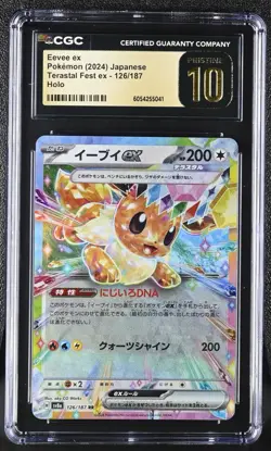 CGC 10 Pristine Eevee ex 126/187 RR Terastal Festival ex sv8a Pokemon Card - Image 1