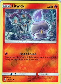 Litwick 28/236 Common - Pokemon TCG SM: Unified Minds - Reverse Holo (NM) - Image 1