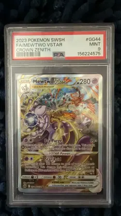 Mewtwo VSTAR PSA 9 2023 Crown Zenith Galarian Gallery GG44 Full Art Holo - Image 1