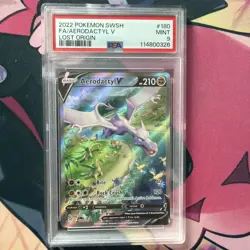2022 Pokemon SWSH Lost Origin Aerodactyl V #180/196 PSA 9 - Image 1