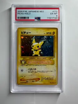 Pichu Holo Japanese Neo Genesis #172 swirl holobleed PSA 6 EX-MT 8 2000 - Image 1