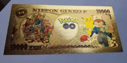 BILLET CARTE JAPON PLAQUE OR POKEMON PIKACHU AVEC UN COEUR DORE 24k neuf - Image 2