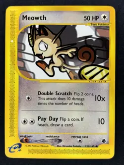 Meowth 121/165 - 2002 Expedition - Non Holo Pokemon Card White Dot ErrorU - LP - Image 1