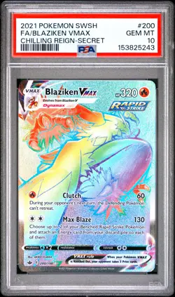 2021 POKEMON SWORD & SHIELD CHILLING REIGN SECRET FULL ART/BLAZIKEN VMAX PSA 10 - Image 1