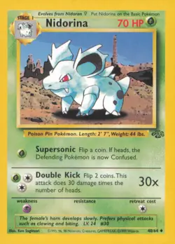 NIDORINA 40/64 UNCOMMON JUNGLE POKEMON UNLIMITED NEAR MINT - Image 1