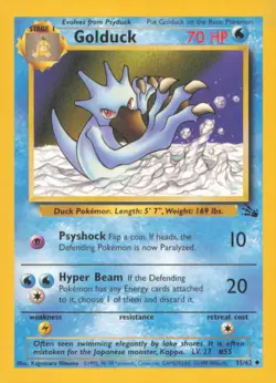 GOLDUCK 35/62 UNCOMMON FOSSIL POKEMON UNLIMITED NEAR MINT - Image 1