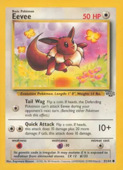 EEVEE 51/64 COMMON JUNGLE POKEMON UNLIMITED NEAR MINT - Image 1