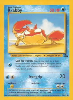 KRABBY 51/62 COMMON FOSSIL POKEMON UNLIMITED NEAR MINT - Image 1