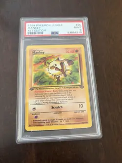 1999 Pokemon Jungle 1st Edition #55 - Mankey PSA 9 Mint - Image 1