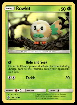 POKEMON ROWLET COSMIC ECLIPSE 17/236 C LP Yuka Morii - Image 1