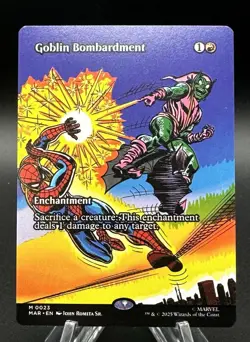 Goblin Bombardment #0023 Marvel's Spider-Man MTG Boarderless Mythic NM - Image 1