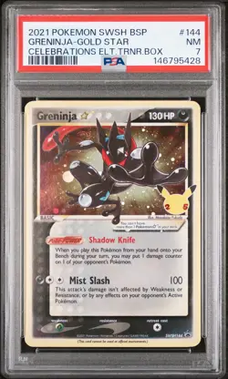 2021 POKEMON SWSH BLACK STAR PROMO #144 GRENINJA-GOLD STAR PSA 7 - Image 1