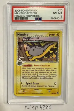 2006 Pokemon EX Dragon Frontiers Mantine Rev. Foil 20 PSA 8 - Image 1