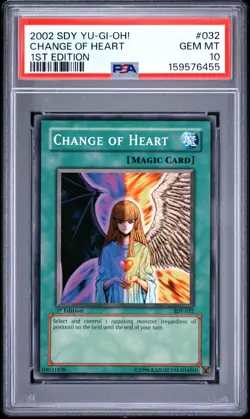 2002 YU-GI-OH! STARTER DECK: YUGI 1ST EDITION #032 CHANGE OF HEART PSA 10 - Image 1