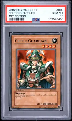 2002 YU-GI-OH! STARTER DECK: YUGI 1ST EDITION #009 CELTIC GUARDIAN PSA 10 - Image 1