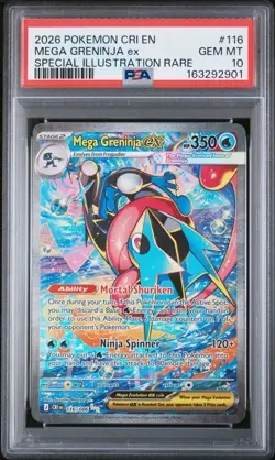 2026 POKEMON CRI EN-CHAOS RISING #116 MEGA GRENINJA EX SIR RARE PSA 10 GEM MINT - Image 1