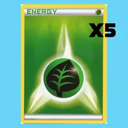 5x Grass Energy Pokemon Cards - 2013 Black & White Rare Theme Deck Exclusive - Image 1