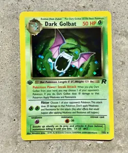 Pokemon Dark Golbat 7/82 1st Edition Holo Swirl Team Rocket WOTC 2000 - Image 1