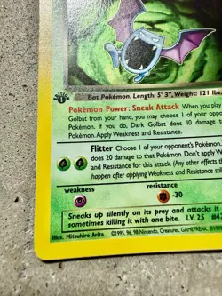 Pokemon Dark Golbat 7/82 1st Edition Holo Swirl Team Rocket WOTC 2000 - Image 2