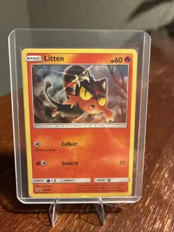 Pokemon TCG Litten Sun & Moon SM08 Promo Holo Card Light Play Condition - Image 1